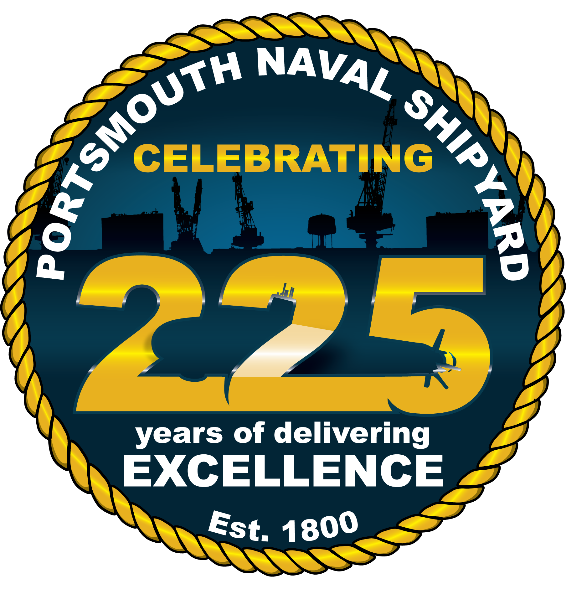 Portsmouth Naval Shipyard 225 logo linked to video